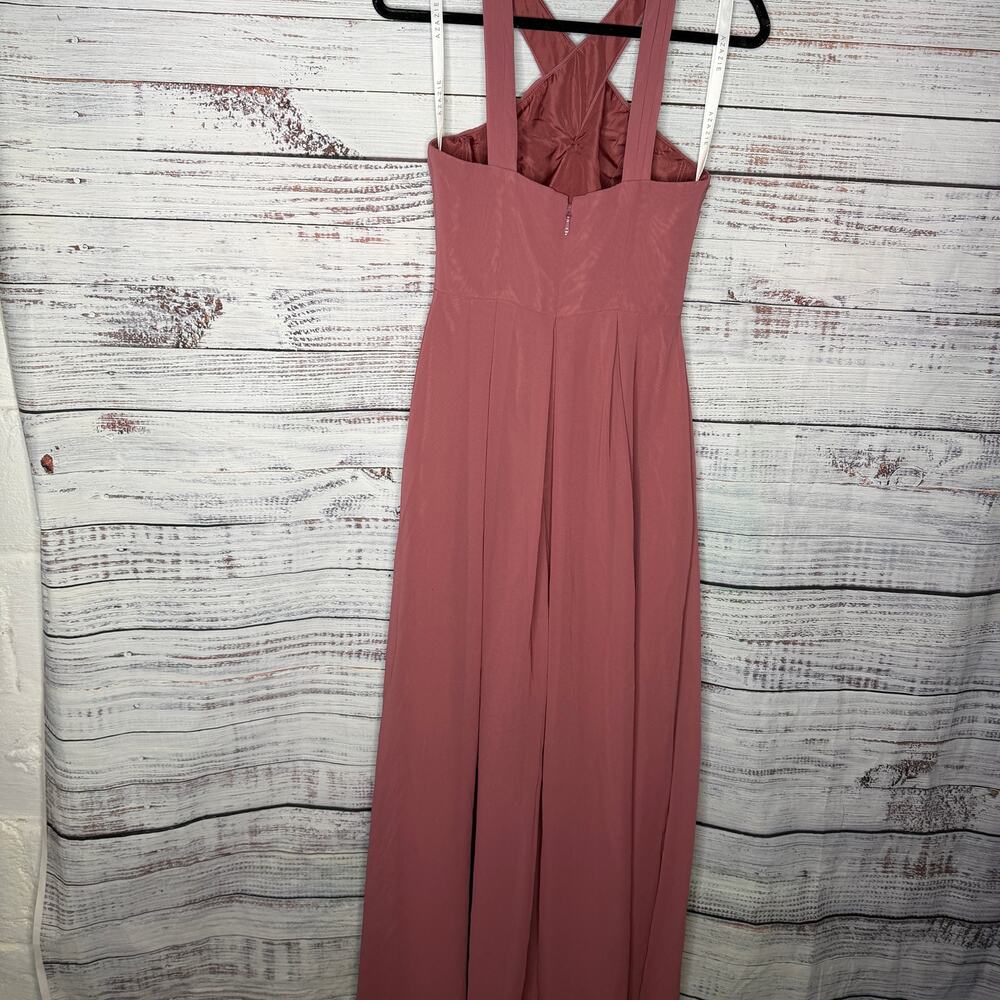 Azazie Dixie  Amethyst A-Line Halter Pleated Chiffon Dress 2 - Picture 2 of 8
